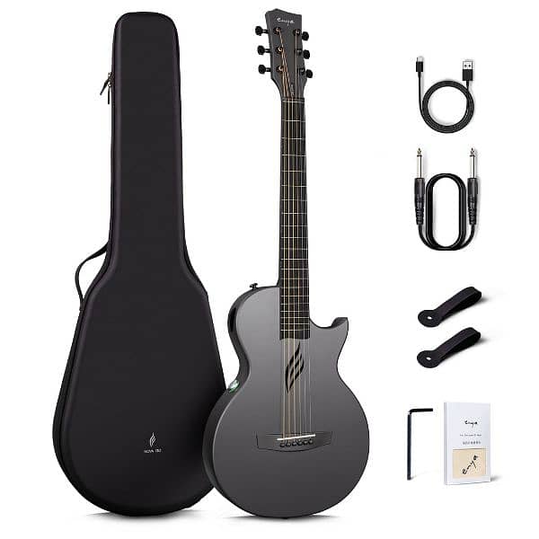 Nova Go SP1 Carbon Fibre Electro-Acoustic Guitar in Black/white 2