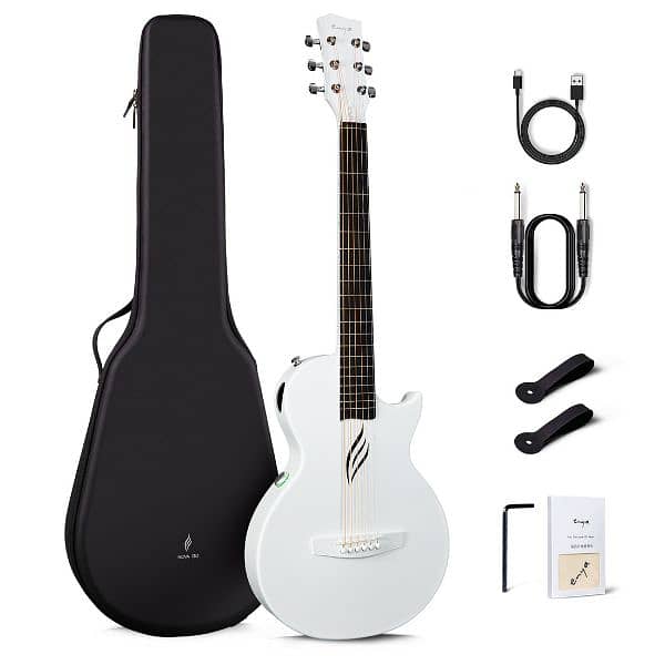 Nova Go SP1 Carbon Fibre Electro-Acoustic Guitar in Black/white 3