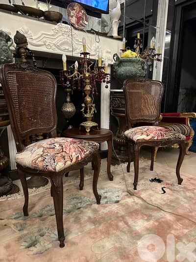 French Louis XV Style Vintage Cane Back Side Chair