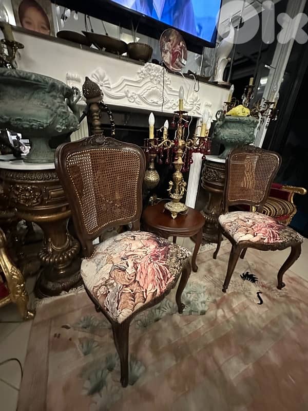 French Louis XV Style Vintage Cane Back Side Chair 1