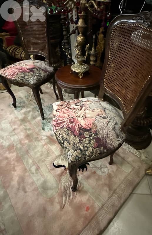 French Louis XV Style Vintage Cane Back Side Chair 2