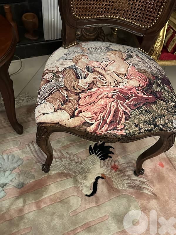 French Louis XV Style Vintage Cane Back Side Chair 3