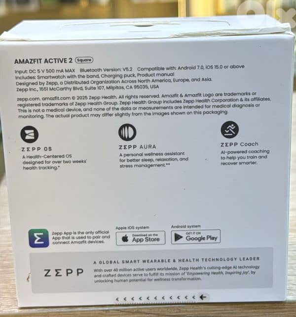 Amazfit Active 2 premium version Square Black Leather 1