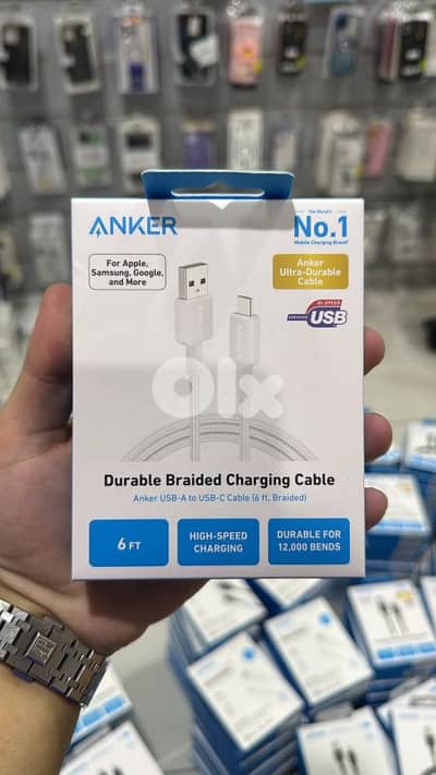 Anker 322 usb-a to usb-c cable (1.8m braided) white