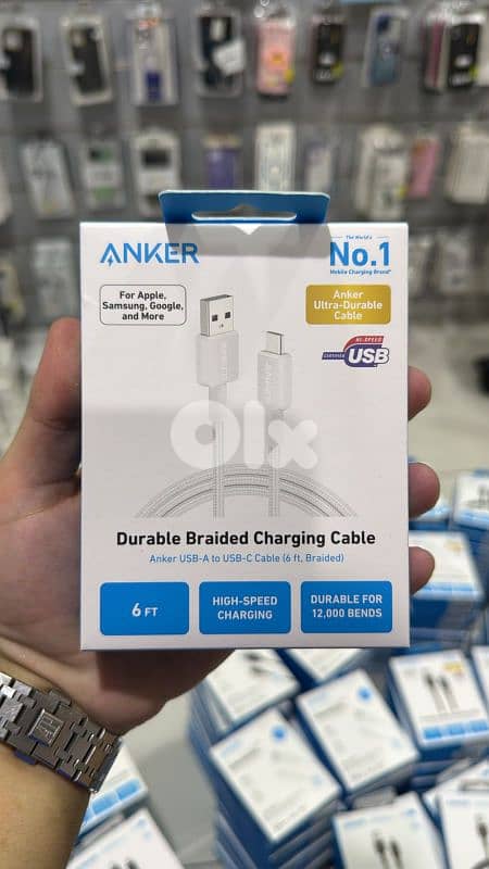 Anker 322 usb-a to usb-c cable (1.8m braided) white 0