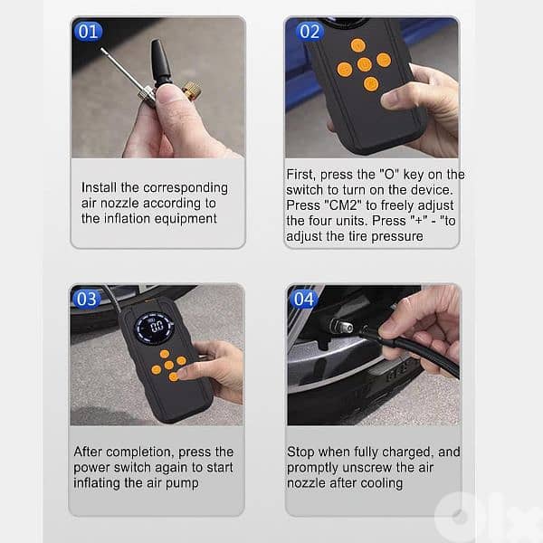 جهاز تشغيل السيارة ببطارية خارجية مع ضاغط هواء 12V 4