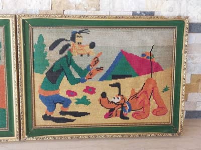 pair of vintage canva hand-made