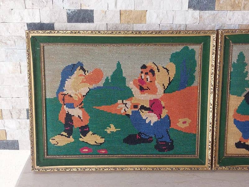 pair of vintage canva hand-made 1