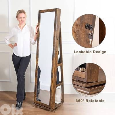 sogesfurniture Jewelry Cabinet with Full Length Mirror, 360 Degree