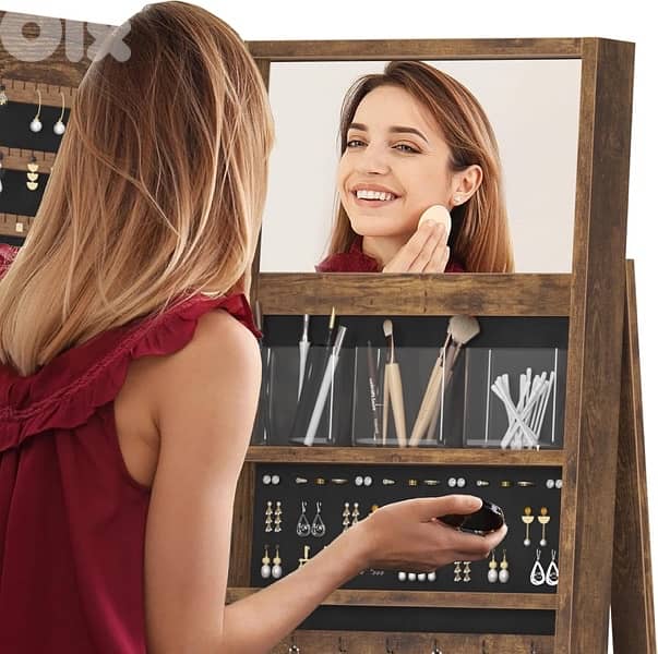 sogesfurniture Jewelry Cabinet with Full Length Mirror, 360 Degree 4