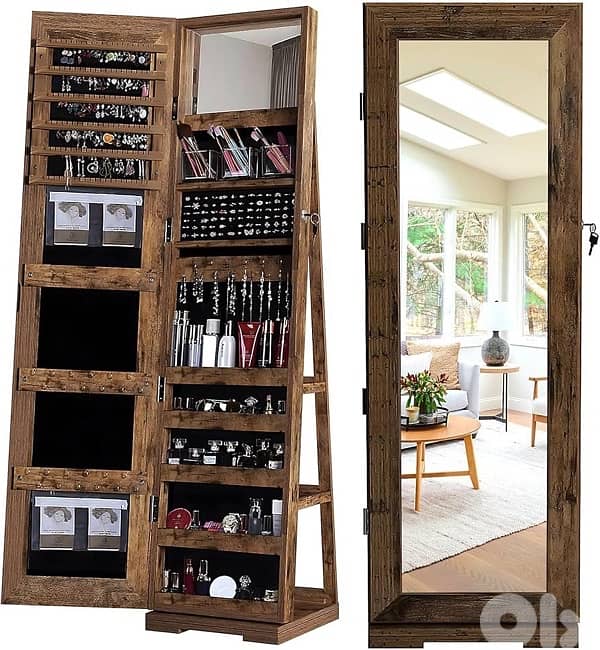 sogesfurniture Jewelry Cabinet with Full Length Mirror, 360 Degree 7