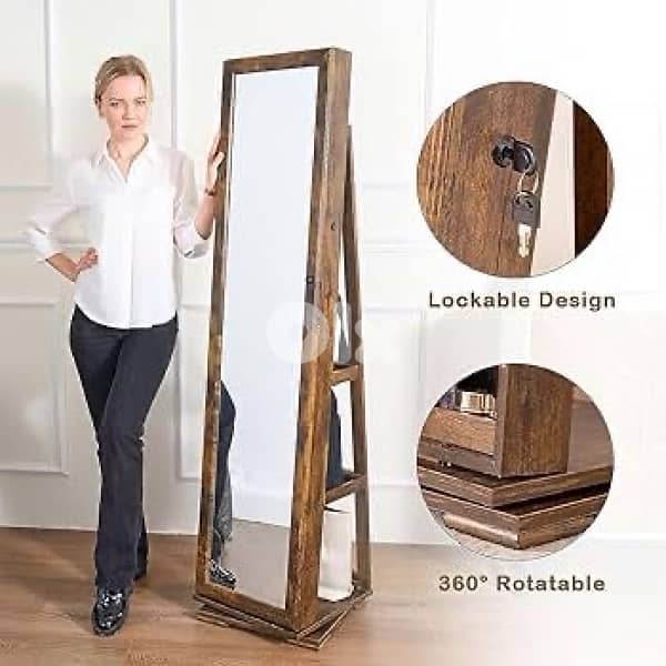 sogesfurniture Jewelry Cabinet with Full Length Mirror, 360 Degree 9
