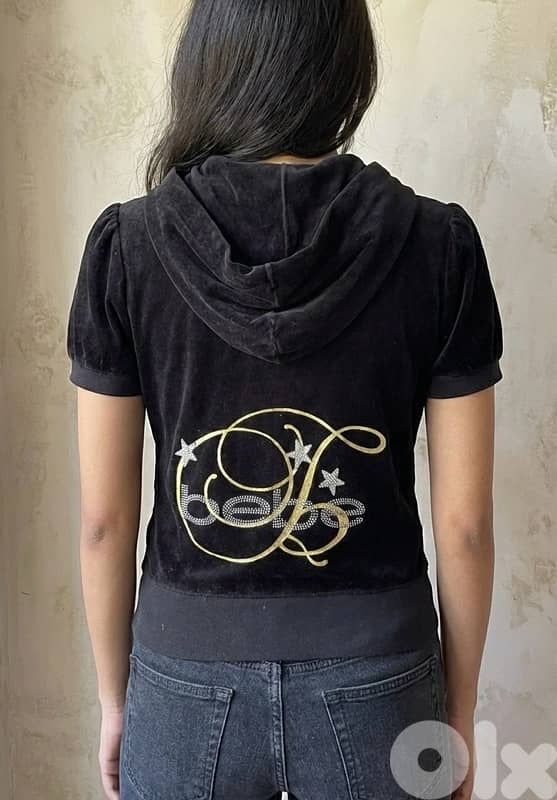 BÉBÉ velvet short sleeve zip up hoodie 1