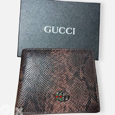 Gucci Style Brown Snake-Embossed Wallet