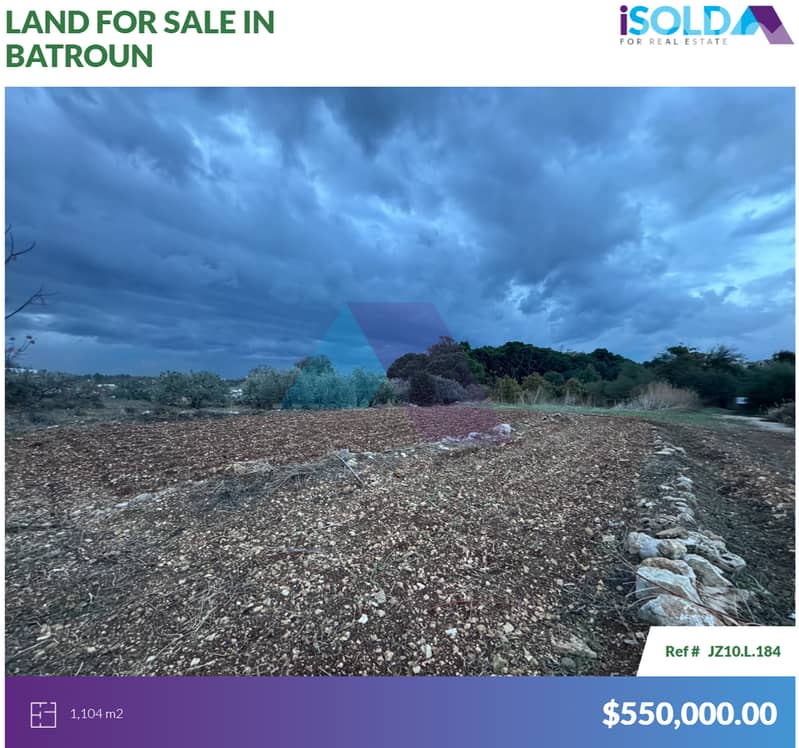 1104m2 Prime Land+sea view 4Sale in the Heart of Batrounأرض في البترون 0