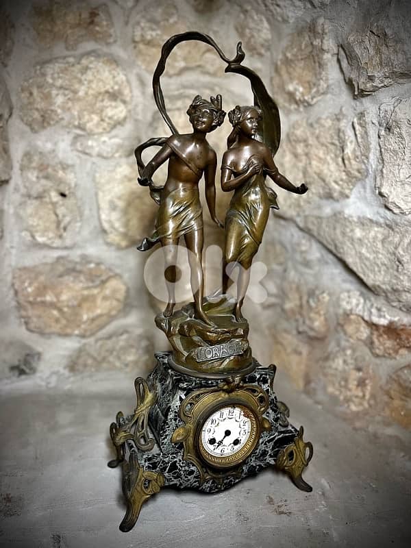 French Bronze Lorage Mantel Set – Belle Époque, 1800s 1