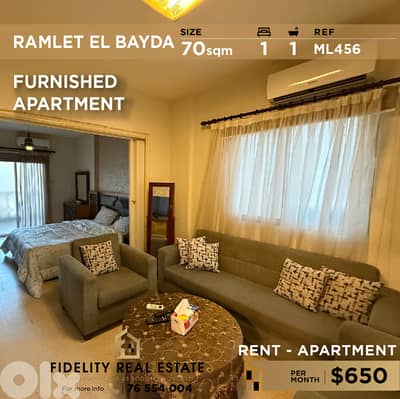 Apartment for rent in Ramlet el Bayda ML456 شقة مفروشة للإيجار