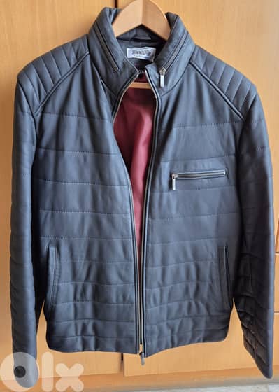 Genuine Leather Jacket Blue  Size 50