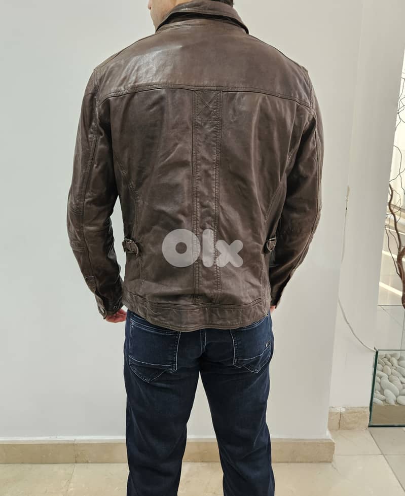 MASSIMO DUTTI Genuine Leather Jacket Brown Size: 50 4