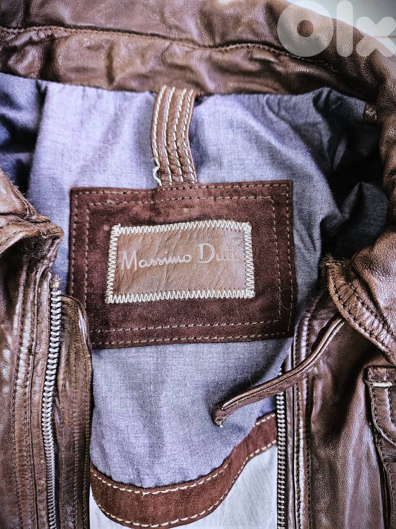 MASSIMO DUTTI Genuine Leather Jacket Brown Size: 50 6