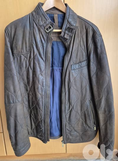 MASSIMO DUTTI Genuine Leather Jacket  Brown Size 50
