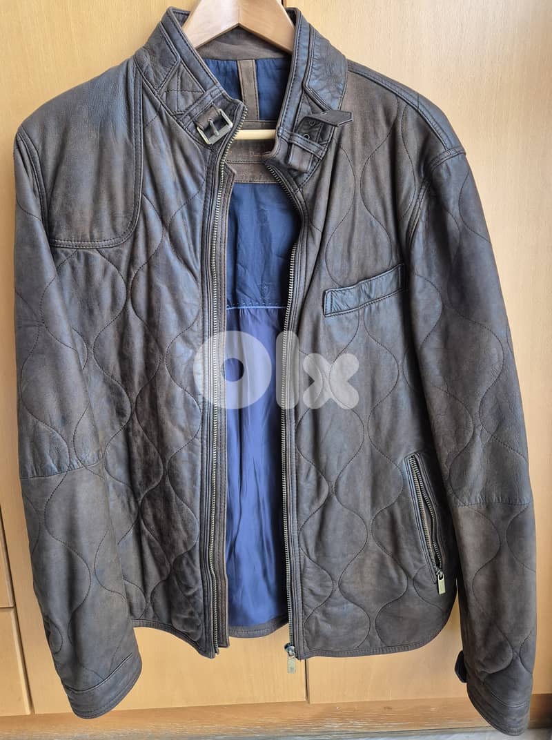 MASSIMO DUTTI Genuine Leather Jacket  Brown Size 50 1