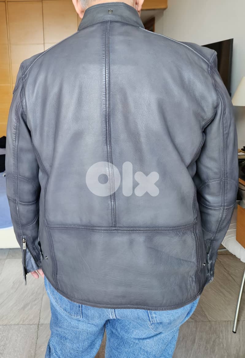 MASSIMO DUTTI Genuine Leather Jacket Ultra Soft Grey Size 50 4