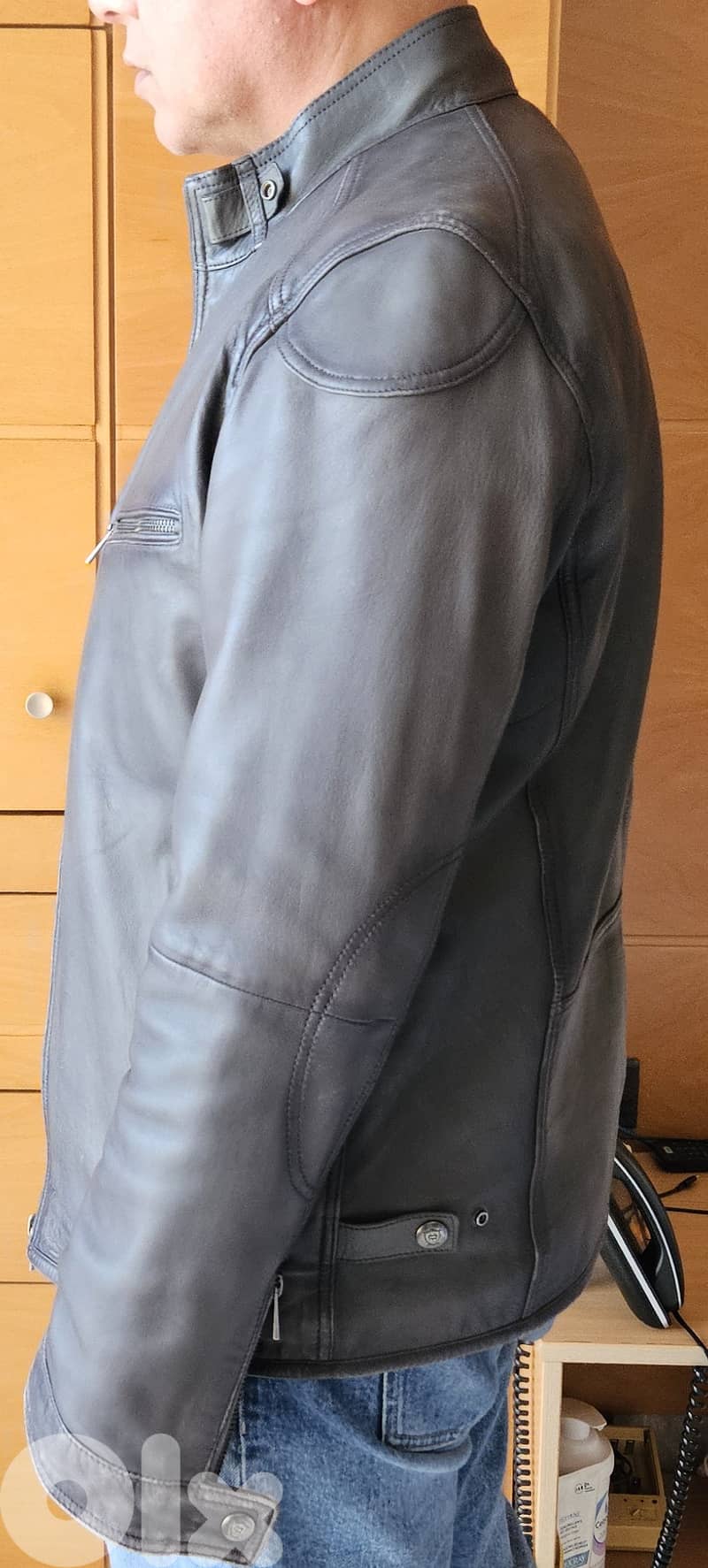 MASSIMO DUTTI Genuine Leather Jacket Ultra Soft Grey Size 50 5