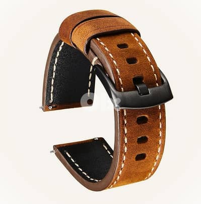 Genuine Leather Straps 22mm - Black / Brown / Moutard