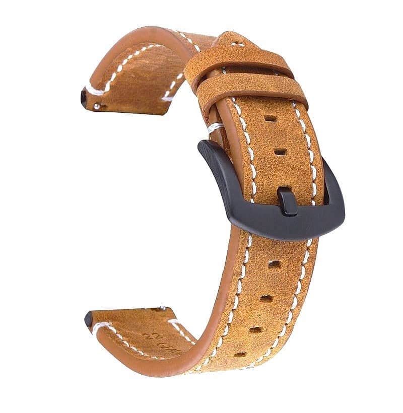 Genuine Leather Straps 22mm - Black / Brown / Moutard 1