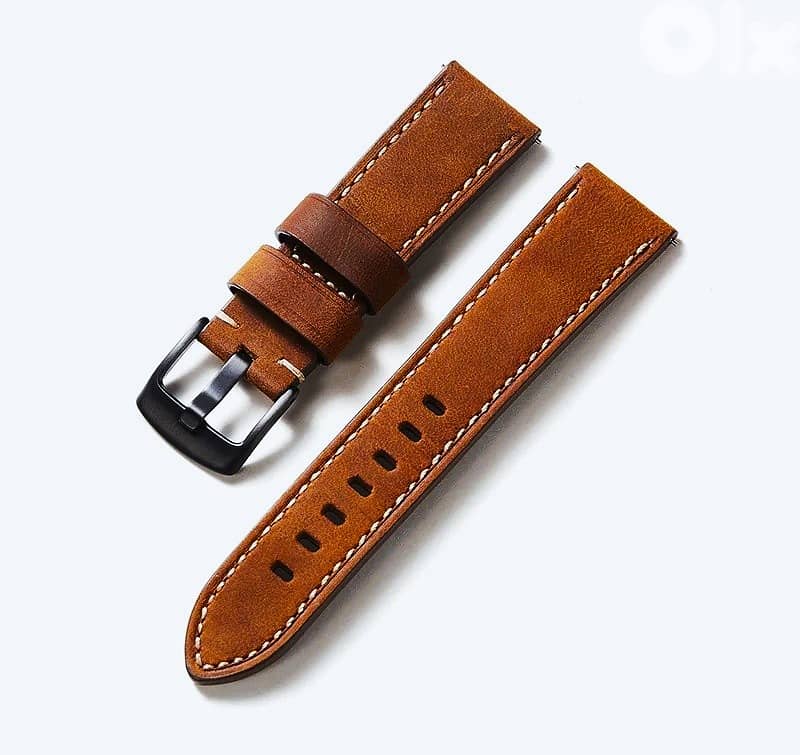 Genuine Leather Straps 22mm - Black / Brown / Moutard 3