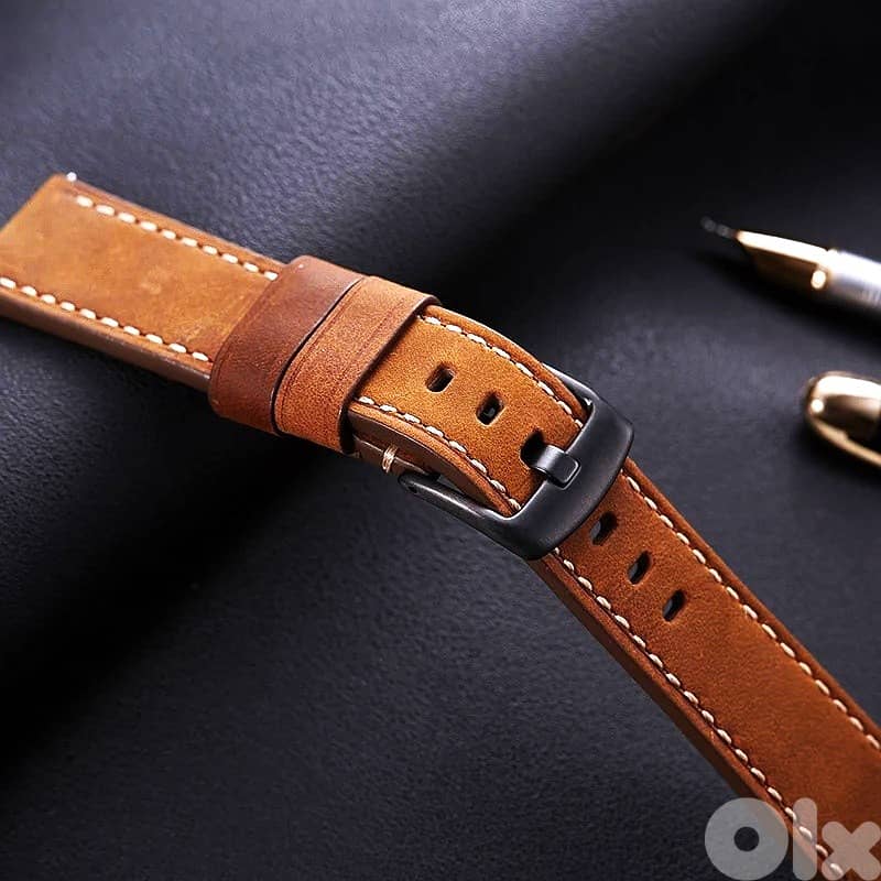 Genuine Leather Straps 22mm - Black / Brown / Moutard 4