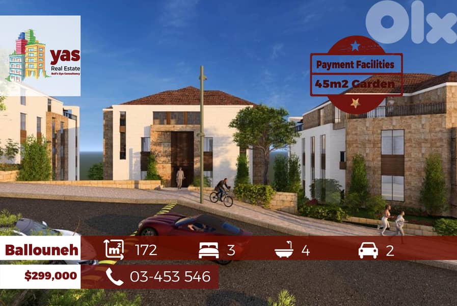 Ballouneh 172m2 | 45m2 Garden | Payment Facilities | Quiet Street | GA 0