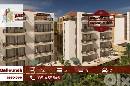 Ballouneh 172m2 | 160m2 Garden | Payment Facilities | Classy Area | GA