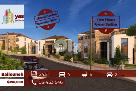 Ballouneh 243m2 | 130m2 Garden | Duplex | Payment Facilities | GA