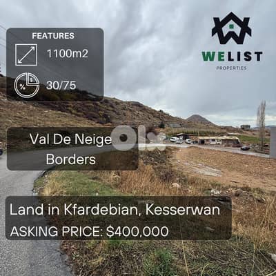 Land for sale in Kfardebian - Valle De Neige Borders, Kesserwan