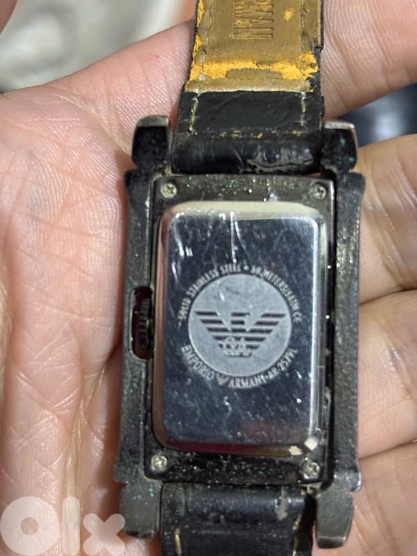 Used Emporio Armani AR-35PL Rectangular Tank Quartz Watch - Black Dial 1