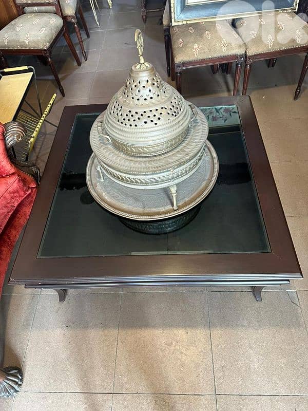 طاولة نص لصالون خشب وج قزاز كتير مرتبة 2