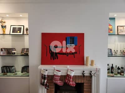 red wall, handmade painting