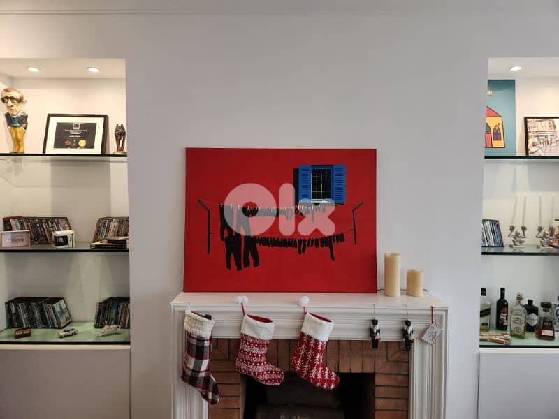 red wall, handmade painting 0