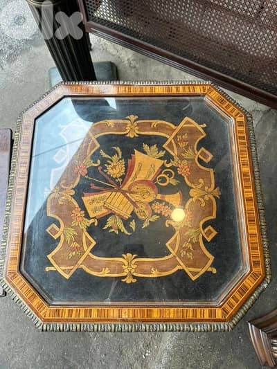 طاولة مصرية رسم قديم خشب زان انتيك مرصعة نحاس كتير مرتبة