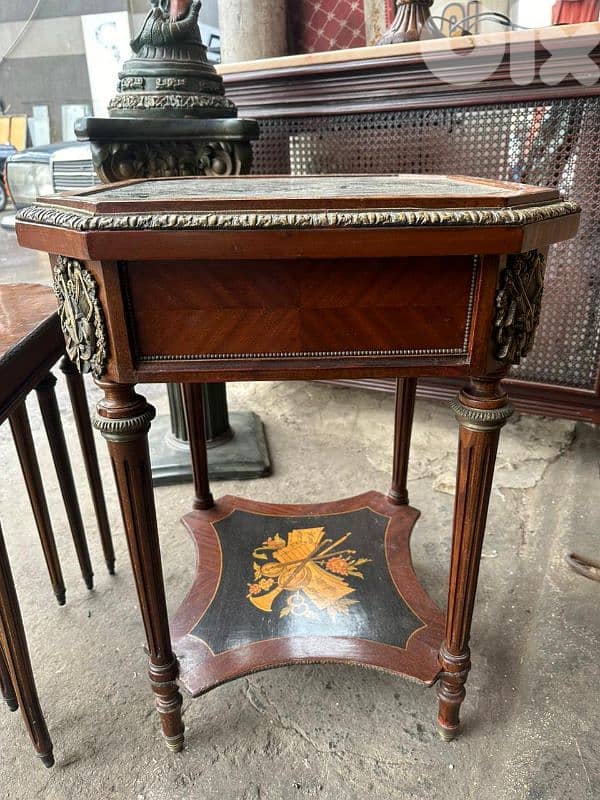 طاولة مصرية رسم قديم خشب زان انتيك مرصعة نحاس كتير مرتبة 3