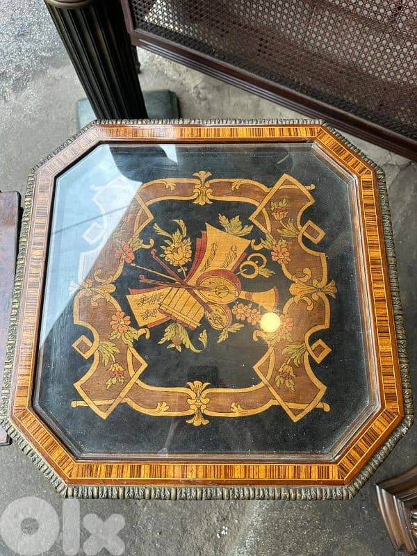 طاولة مصرية رسم قديم خشب زان انتيك مرصعة نحاس كتير مرتبة 5