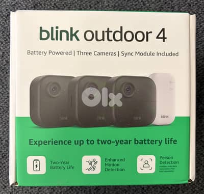 Blink Outdoor 4 two-year battery life, Sync Module included, 3cam pack