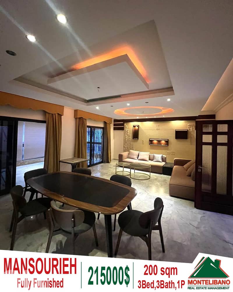 Fully Furnished 200 sqm Apartment For Sale in Mansourieh (منصورية) 0