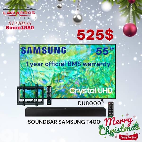 Led SAMSUNG original 50”,55” DU8000 + soundbar T400 + stand + remote 1