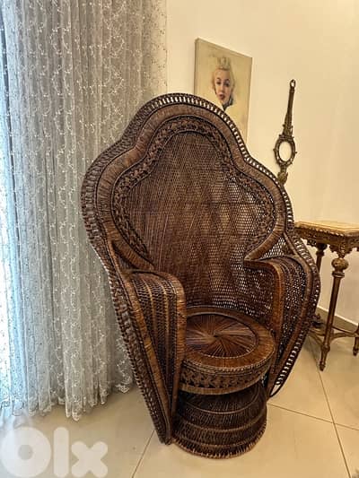 Peacock Emmanuelle Wicker Chair / Kok Maison / 1970s
