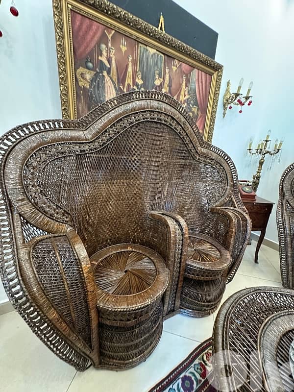 Peacock Emmanuelle Wicker Chair / Kok Maison / 1970s 3