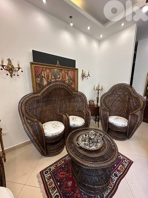 Peacock Emmanuelle Wicker Chair / Kok Maison / 1970s 4