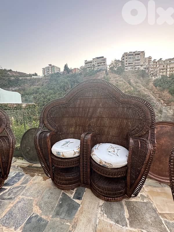 Peacock Emmanuelle Wicker Chair / Kok Maison / 1970s 9